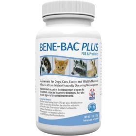 Pet Ag Bene-Bac Plus Powder Fos Prebiotic and Probiotic for Dogs, Cats, Exotic and Wildlife Mammals - 4.5 oz