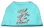 Well Bless Your Heart Screen Print Dog Shirt Aqua Lg