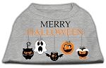 Merry Halloween Screen Print Dog Shirt Grey Med