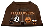 Merry Halloween Screen Print Dog Shirt Brown Lg