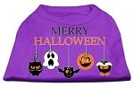 Merry Halloween Screen Print Dog Shirt Purple Lg