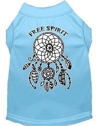 Free Spirit Screen Print Dog Shirt Baby Blue Med