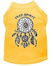 Free Spirit Screen Print Dog Shirt Yellow Lg