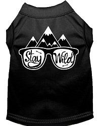 Stay Wild Screen Print Dog Shirt Black Med