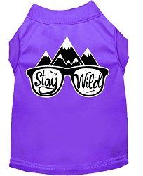 Stay Wild Screen Print Dog Shirt Purple Lg