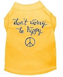 Be Hippy Screen Print Dog Shirt Yellow XL