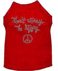 Be Hippy Screen Print Dog Shirt Red Med