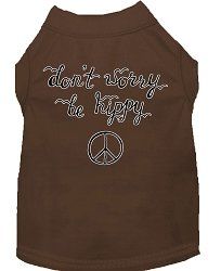 Be Hippy Screen Print Dog Shirt Brown Lg