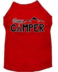 Happy Camper Screen Print Dog Shirt Red Med