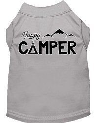 Happy Camper Screen Print Dog Shirt Grey Lg