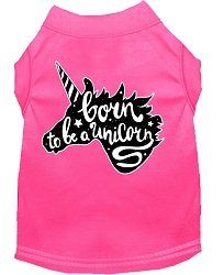 Born to be a Unicorn Screen Print Dog Shirt Bright Pink Med