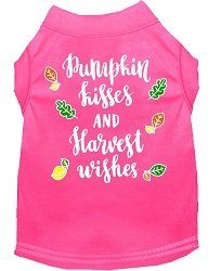 Pumpkin Kisses Screen Print Dog Shirt Bright Pink XL