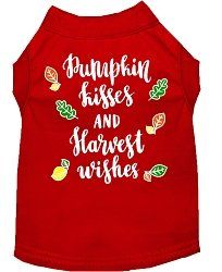 Pumpkin Kisses Screen Print Dog Shirt Red Med