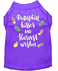 Pumpkin Kisses Screen Print Dog Shirt Purple Lg