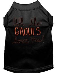 All the Ghouls Screen Print Dog Shirt Black Med