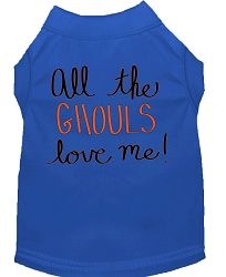 All the Ghouls Screen Print Dog Shirt Blue XL