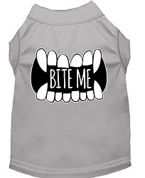 Bite Me Screen Print Dog Shirt Grey XL