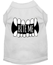 Bite Me Screen Print Dog Shirt White XL