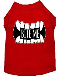 Bite Me Screen Print Dog Shirt Red Lg