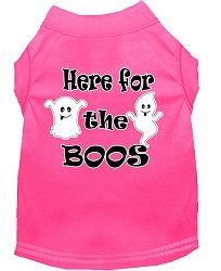 Here for the Boos Screen Print Dog Shirt Bright Pink Med