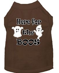 Here for the Boos Screen Print Dog Shirt Brown Med