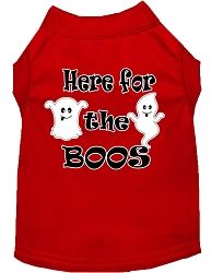 Here for the Boos Screen Print Dog Shirt Red Med