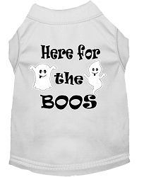 Here for the Boos Screen Print Dog Shirt White Med