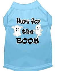 Here for the Boos Screen Print Dog Shirt Baby Blue Lg