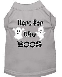 Here for the Boos Screen Print Dog Shirt Grey Lg