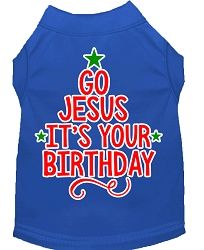 Go Jesus Screen Print Dog Shirt Blue Sm