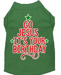 Go Jesus Screen Print Dog Shirt Green Sm