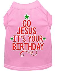 Go Jesus Screen Print Dog Shirt Light Pink Sm