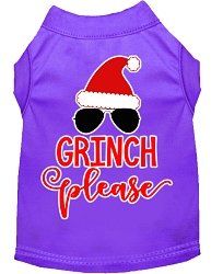 Grinch Please Screen Print Dog Shirt Purple XL