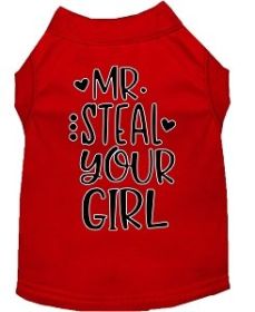 Mr Steal your Girl Screen Print Dog Shirt Red Lg