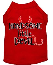 Handsome Little Devil Screen Print Dog Shirt Red Med