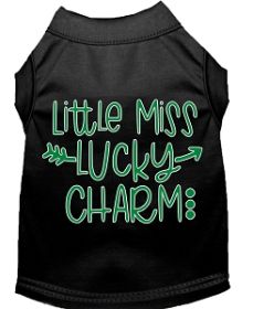 Little Miss Lucky Charm Screen Print Dog Shirt Black XL