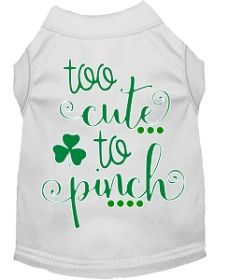 Too Cute to Pinch Screen Print Dog Shirt White Med