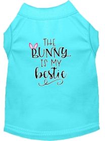 Bunny is my Bestie Screen Print Dog Shirt Aqua Med