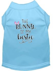 Bunny is my Bestie Screen Print Dog Shirt Baby Blue Med