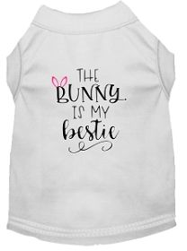 Bunny is my Bestie Screen Print Dog Shirt White XL