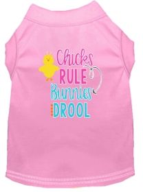 Chicks Rule Screen Print Dog Shirt Light Pink XL