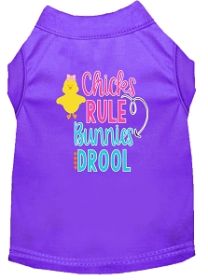 Chicks Rule Screen Print Dog Shirt Purple XL