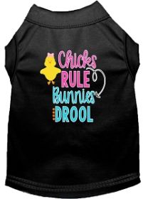 Chicks Rule Screen Print Dog Shirt Black Lg