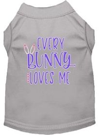 Every Bunny Loves me Screen Print Dog Shirt Grey Med