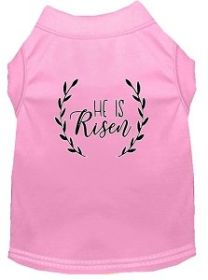 He Is Risen Screen Print Dog Shirt Light Pink XL