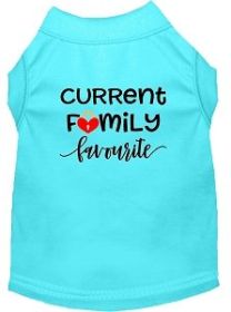 Family Favorite Screen Print Dog Shirt Aqua Lg