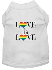 Love is Love Screen Print Dog Shirt White Lg