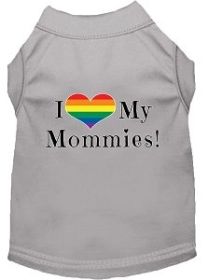 I Heart my Mommies Screen Print Dog Shirt Grey Lg