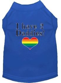 I have 2 Daddies Screen Print Dog Shirt Blue Med