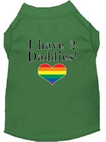 I have 2 Daddies Screen Print Dog Shirt Green Med